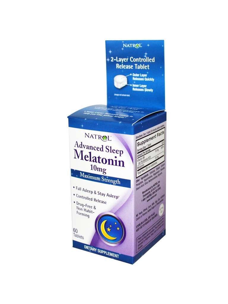 Advanced Sleep Melatonin, 10mg, 60 ct  Herbs Direct